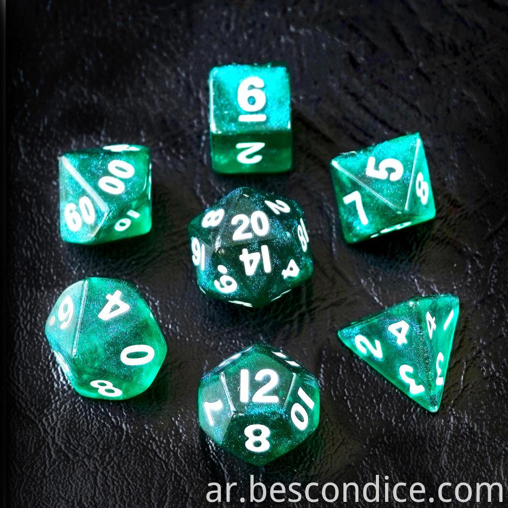 10mm Mini Polyhedral Dice Collection Green Moonstone 4